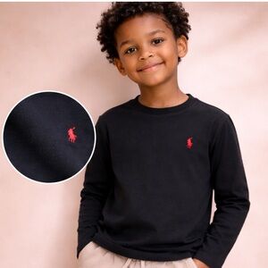 Polo Ralph Lauren Toddler Boys Long Sleeve Tee 2T Black Classic Logo Shirt